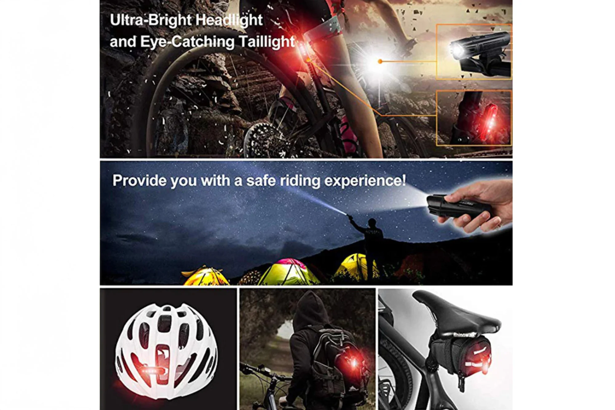 USB Rechargeable Front and Rear Light - Image 4