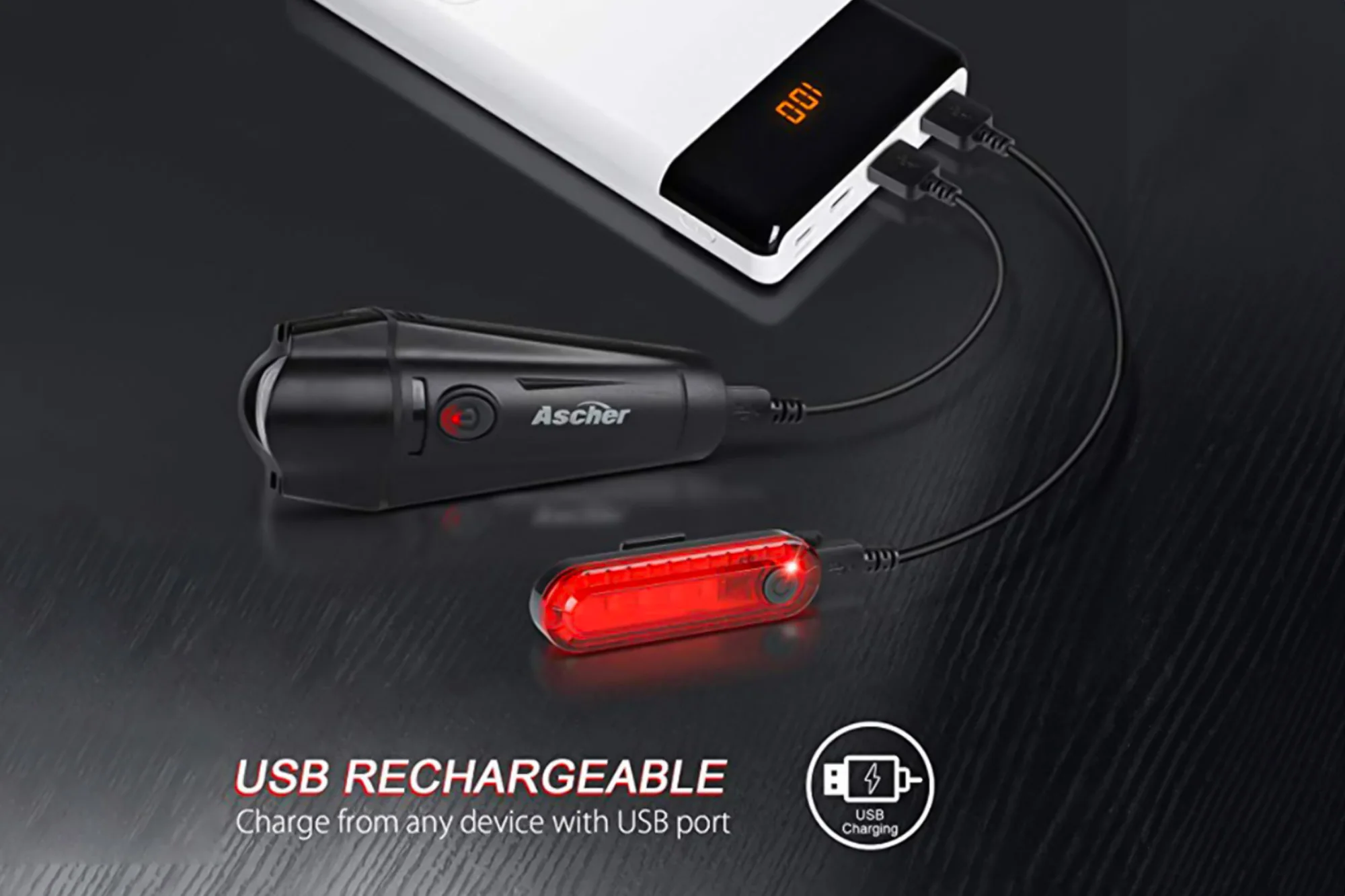USB Rechargeable Front and Rear Light - Image 6